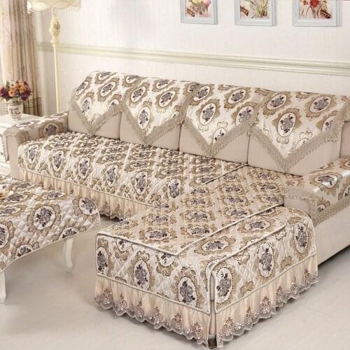 Brown European Style Garden Sofa Cover Reliefs Black Flower Sofa Towel Slipcover Cushion Backrest Sofa Set For Living Room B2