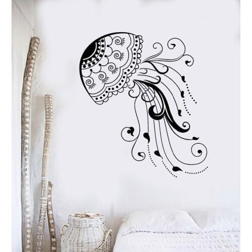 Jellyfish Sea Animal Wall Decal Bathroom Decor Beach Style Vinyl Marine Art Bedroom Wall Sticker Home Decorative Mural New LA890