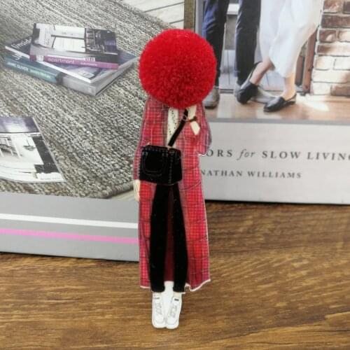 Fashion Brooch Pins for Woman Brooches Girls Face Cartoon Models Acrylic Brooches Kawaii Pompom Clothing Jewelry Accessories
