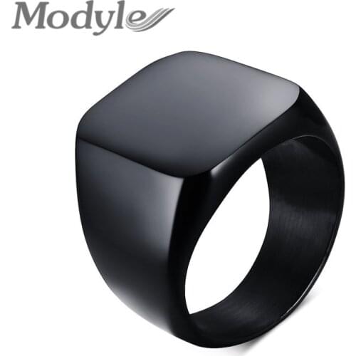 Modyle Fashion Mens Ring The Punk Rock Accessories Stainless Steel Black Rings For Men