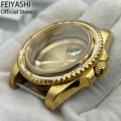Submariner Mens watches cases golden 40mm 316L Stainless Steel Sapphire Glass nh35 nh36 28.5mm dial movement accessory parts