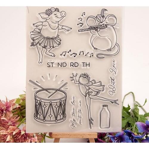 Mouse Pig Frog Music Clear Stamps Transparent Silicone Stamp for DIY Scrapbooking Paper Card Album Decor Craft Tools NEW 2021
