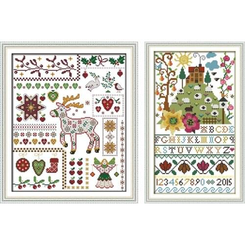 Flowers alphabet chinese cross-stitch patterns diy embroidery kit for needlework hand crafts 14ct 11ct dmc count printed canvas
