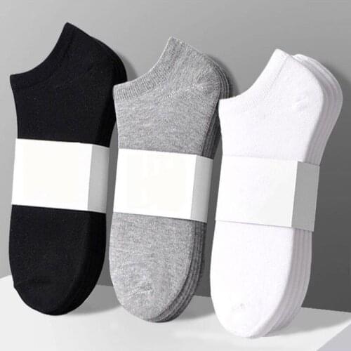 5 Pairs Women Men Socks Breathable Sports Socks Solid Color Boat Socks Summer Comfortable Cotton Ankle Socks White Black Gray