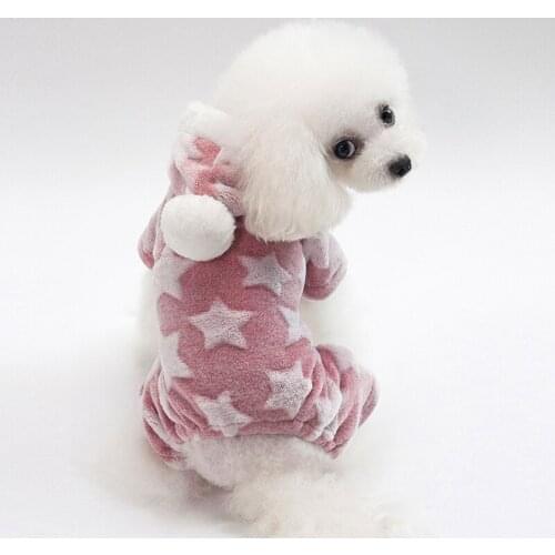 Dog Clothes Pajamas Fleece Jumpsuit Winter Dog Clothing Four Legs Warm Pet Clothing Outfit Small Dog Star Costume Apparel