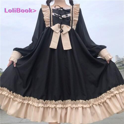 Lolibook Harajuku Lolita dress Palace Bow-knot sweet cute retro lotus leaf bow Sweet Gothic Party Lolita dress
