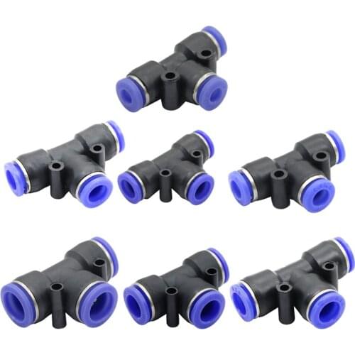100pcs Air Connectors 4 6 810 12 14 16MM Pneumatic Fitting Quick Connect Slip Lock Tee 3Way Plastic Pipe Water Tube Connector