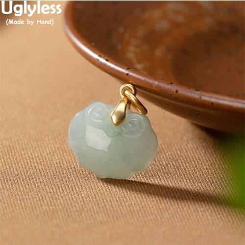 Uglyless Like a Cloud Natural Jadeite Pendants Necklaces NO Chain Abstract Heart-shape Gemstones Necklaces Gold 925 Silver Jewel