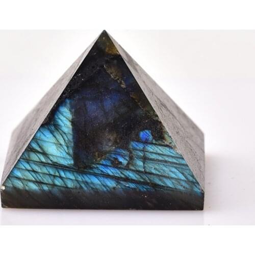 Natural Labrador Crystal Pyramid Quartz Healing StoneChakra Reiki Home DecorCrafts Gem