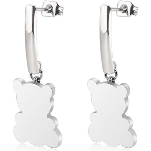 Simplicity Stainless steel Stud Earrings Cute Small Bear Pendant For Women Girls Fashion Ear Jewelry Birthday Gifts