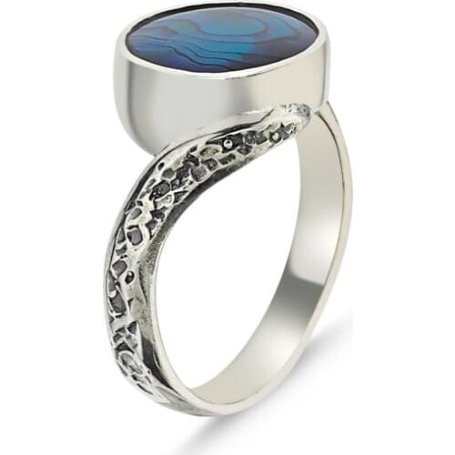 Silverlina Silver Abalon Pearl Hand Handwork Ring