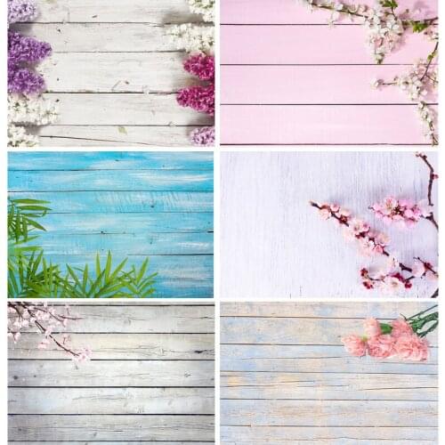 SHENGYONGBAO Spring Flower Wood Board Photography Backdrops Photo Studio Props Wooden Floor Photo Backgrounds 21318MB-03