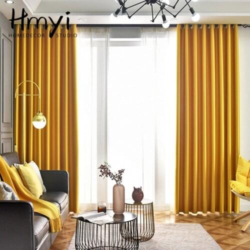 Yellow Solid Blackout Curtains for Living Room Luxury Curtains for Bedroom Curtains for Window Treatment Finished Blinds Drapes