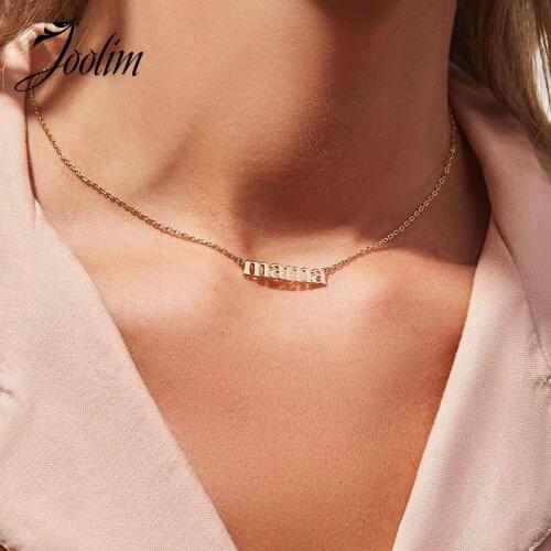 JOOLIM Jewelry Wholesale High End PVD Plated mama Pendant Necklace Delicate Necklace Gift Stainless Steel Jewelry Tarnish Free