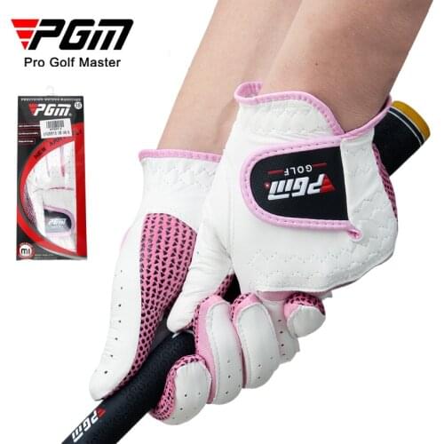 1pair PGM Golf Gloves Women Lambskin Breathable Non-slip Wear-resistant Sunscreen Sport Golf Accessories for Female Pink/Blue