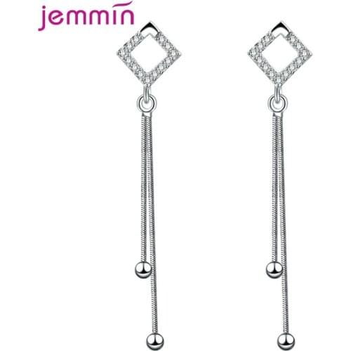 New Statement Bead Tassel 925 Sterling Silver Drop Earrings Crystal Dangle Earings For Women Beach Jewelry Bijoux