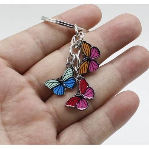 Ladies Colorful Butterfly Keychain Fashion Simple Keyring Pendant Jewelry Accessories Jewelry Gift Colored Enamel