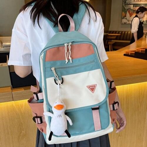 EST Women Backpack Patchwork Cover Shoulders Girls School Bagpack Female Book Girls College Laptop Contrast Color Mochila Bolsa