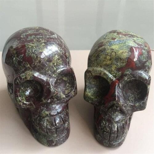 1pcs Natural dragon blood jasper quartz crystal skull hand carved reiki Healing