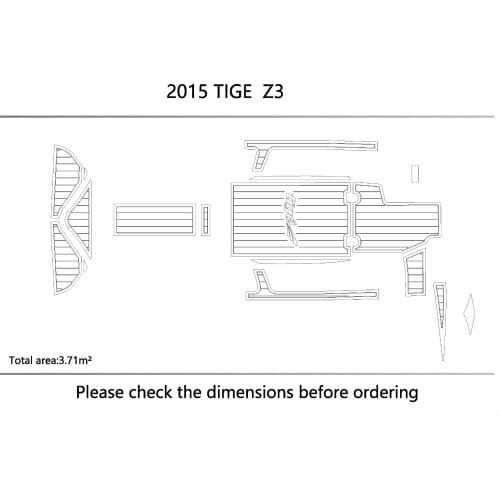 2015 TIGE Z3 cockpit Swimming platform Non-slip mat 1/4" 6mm EVA Faux teak