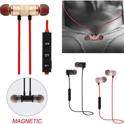 4.1 Bluetooth Earphone Sports Neckband Magnetic Wireless earphones Stereo Earbuds Music Metal Headphones With Mic For All Phones