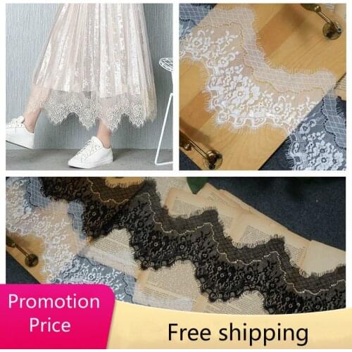 6M/Lot Soft wavy eyelashes lace trim high-quality fabric DIY clothing skirt wedding dress veil stitching accessories 12cm