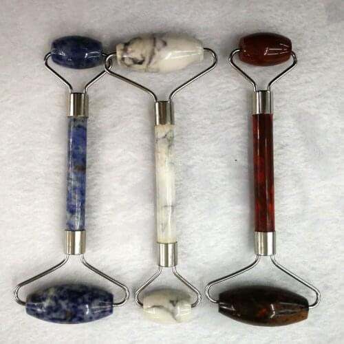 6pcs Beauty Care Agates Roller Slimming Face Massage Lifting Tool Natural Stone Quartz Facial Massage Roller Skin Massage Free