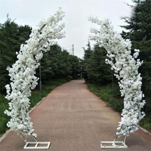 2.5M height Cherry Blossom Arch Door Road Lead Moon Shaped Arches Shelf with Artificial Flower Set for Party Backdrop props