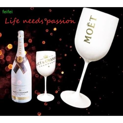 White Moet Plastic Glasses Celebration Party Drinkware Drink Wine Glass Cup Champagne Glass Electroplated Cups Cocktails Goblet