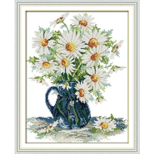 Free Ship Daisy Vase Counted Cross Stitch flowers Cross Stitch 11CT 14CT Cross-Stitch Kit Handmade Embroidery for Needlework