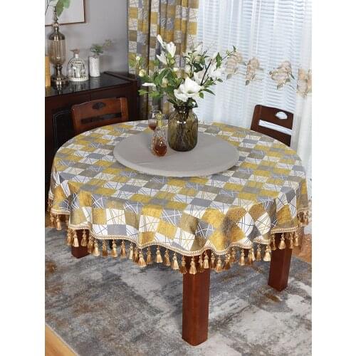 Large round Table Tablecloth Fabric Abstract Geometric Pattern Soft Thick fashion Household European-Style High-End Table Cloth