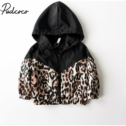 Baby Girls Boys Jacket Cardigan 2019 Fashion Spring Autumn Leopard Coats Childrens Windbreaker Patchwork Hooded Kid Outerwear