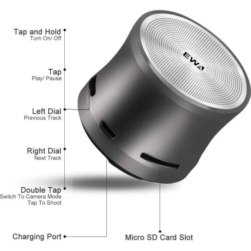 EWA A109 Super Mini Bluetooth Speaker Portable Speaker For Phone Metallic TF Card Input Music Boombox MP3 Speakers for Computer