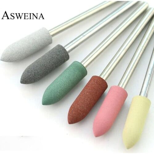 6pc Silicone Nail Drill Rotary Burr Set Mix Color Bits Cuticle Clean For Pedicure Manicure Machine Accessory Tool