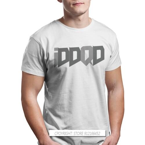 IDDQD Cheat Code TShirt For Male Doom Eternal Slayer Hell Doomguy Seraphim Game Camisetas Style Basic T-Shirt Print Fluffy