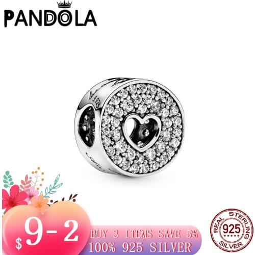 Hot 100% 925 Sterling SILVER charms Pavé and Heart Anniversary Charm fit Original Pandora Bracelet silver 925 jewelry