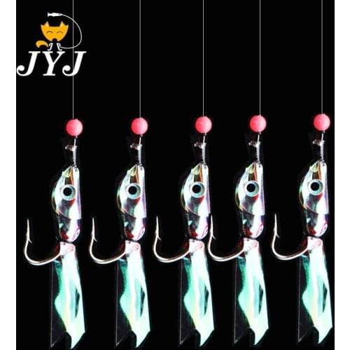 JYJ 5pcs/pack Fishhooks For Swivel Fishing string hook Fish Skin Fishy Smell Pesca Combination String Hook With 5 Small Hook