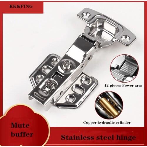 KK&FING 1pcs Door Hinge Stainless Steel Hydraulic Hinges Damper Buffer Soft Close for Cabinet Wardrobe Door Furniture Hardware
