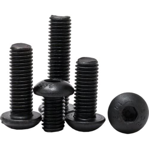 M2 M2.5 M3 M4 M5 M6 M8 Hex Button Socket Head Cap Screw Hexagon Mushroom Metric Thread Machine Bolt Alloy Black 10.9 Class