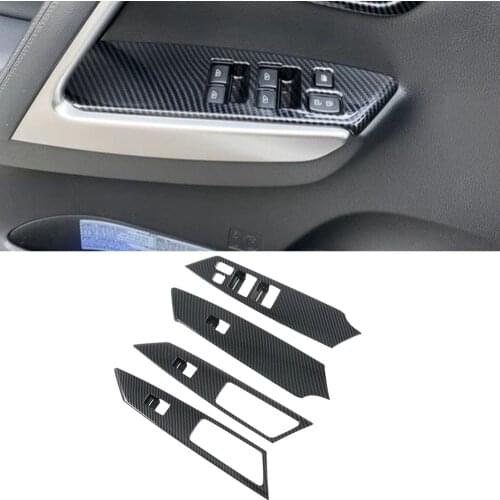 LHD! 4PCS ABS Carbon Fiber Interior Window Switch Lift Cover Trim for Mitsubishi Pajero Sport Montero Shogun Sport 2016-2020