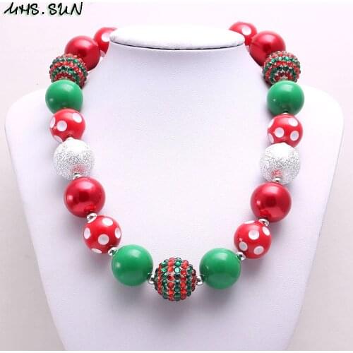 MHS.SUN Girls Baby Chunky Necklace Children Christmas Gift Kid Bubblegum Beads Chain Necklace DIY Handmade Jewelry 1PC Hot sale