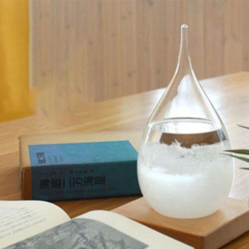 Mini Desktop Droplet Heart star Storm Glass Bottle Weather Forecast Predictor Monitor Barometer With Wood Base For Home