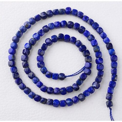 Natural 4*4mm Lapis Lazuli Faceted Cube Loose Beads For Jewelry Making Design