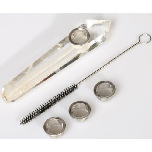 Nature Clear Quartz Crystal Gemstone Tobacco Wand Cigarettes Smoking Pipe