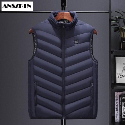 ANSZKTN new style Outdoor USB Infrared Heating Vest Jacket Men Women Winter Electric Thermal Clothing Waistcoat For Sports