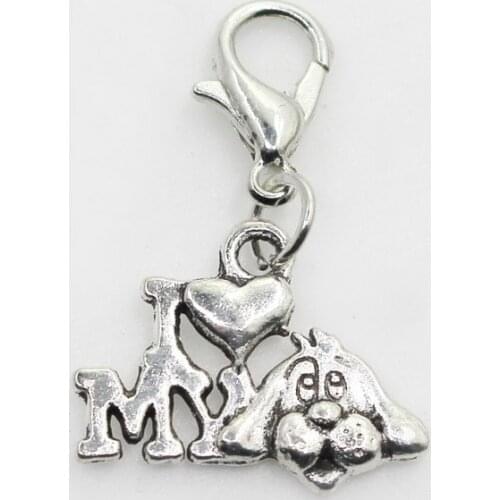 Wholesale 50pcs/lot I Love My Dog Pets Animals Dangle Charms Diy Bracelet&Bangle Jewelry Accessory Hanging Charm