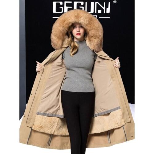 Coat Fur Real Female Real Rabbit Fur Liner Parka Women Clothes 2020 Winter Jacket Women Fox Fur Collar Warm Overcoat MY