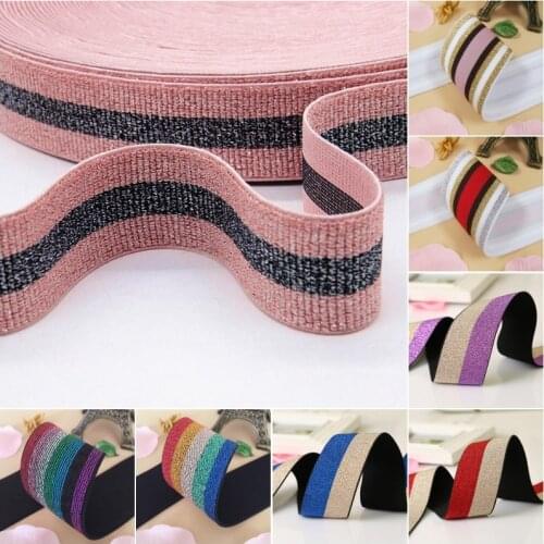 High-density Glitter Flat Elastic Bands 4cm Gold Silver Fold Over Rubber Band 40mm DIY Garment Trousers Sewing Accessories 1M