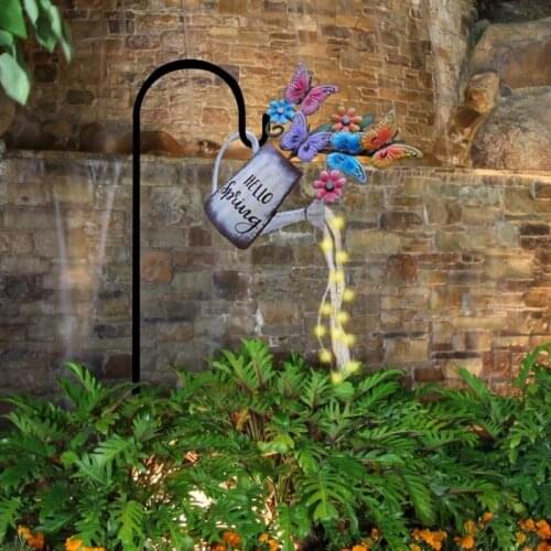 Wrought Iron Star Light String Kettle Pendant Shower Garden Art Kettle Light Garden Decoration