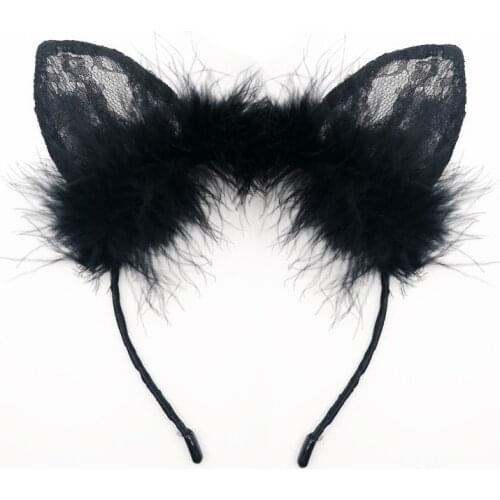 Sexy Feather Lace Cat Ear Headbands Women Hoop Head Erotic Toys Flirting BDSM Bondage Restraints Adult Flirting Toys Sex Games